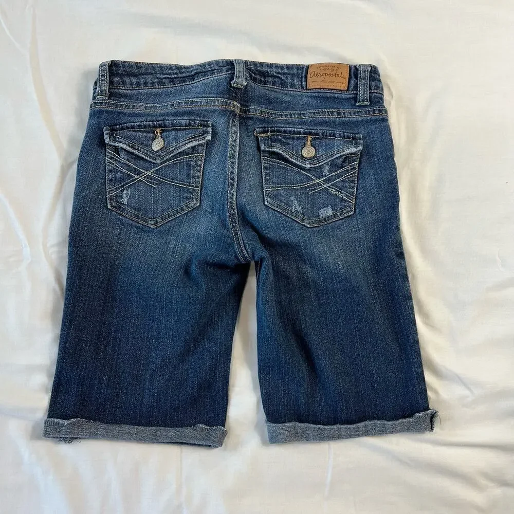 Aeropostle Women's Bermuda Shorts 2 Medium Wash Casual - Picture 3 of 6